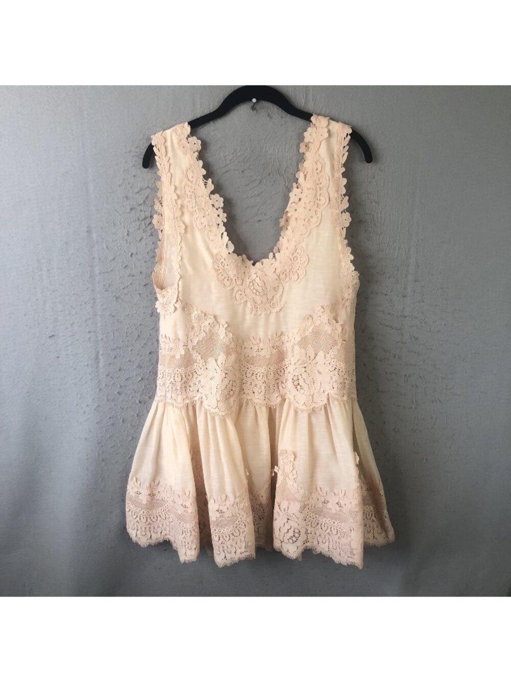 Miss Rosier Dress Womens S Pink Lace Fit Flare Sleeveless Boho Sundress Crochet
